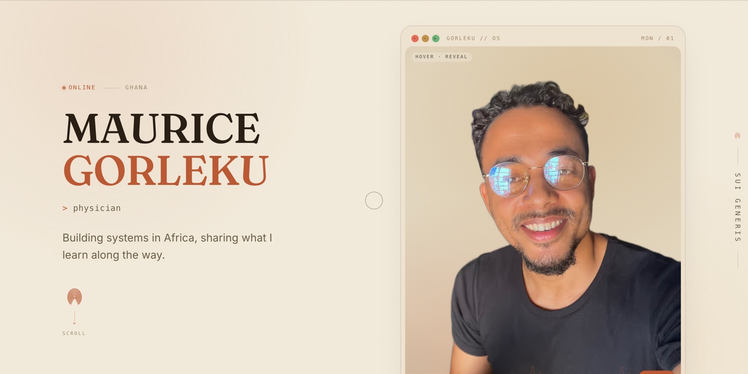 The hero: an editorial layout with one signature interaction on the right